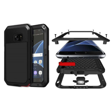 Samsung S6 Case, Metallic Black Shockproof Slim Metal Armor Case